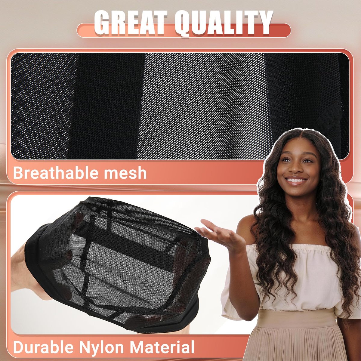 Smilco Mesh Wig Cap 6 Pack – Stretchable – Universal Fit: Designed to fit most head sizes, the stretchable – Image 3