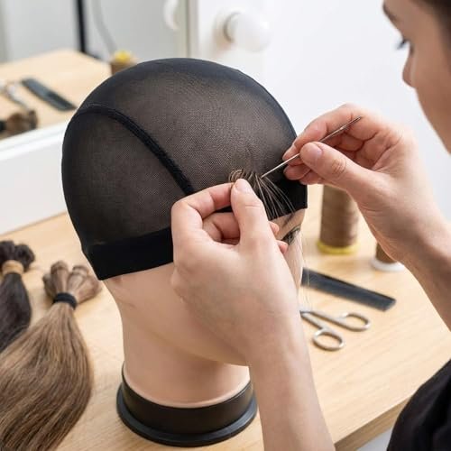 Smilco Mesh Wig Cap 6 Pack – Stretchable – Black Color: The classic black color blends seamlessly with most wig – Image 14