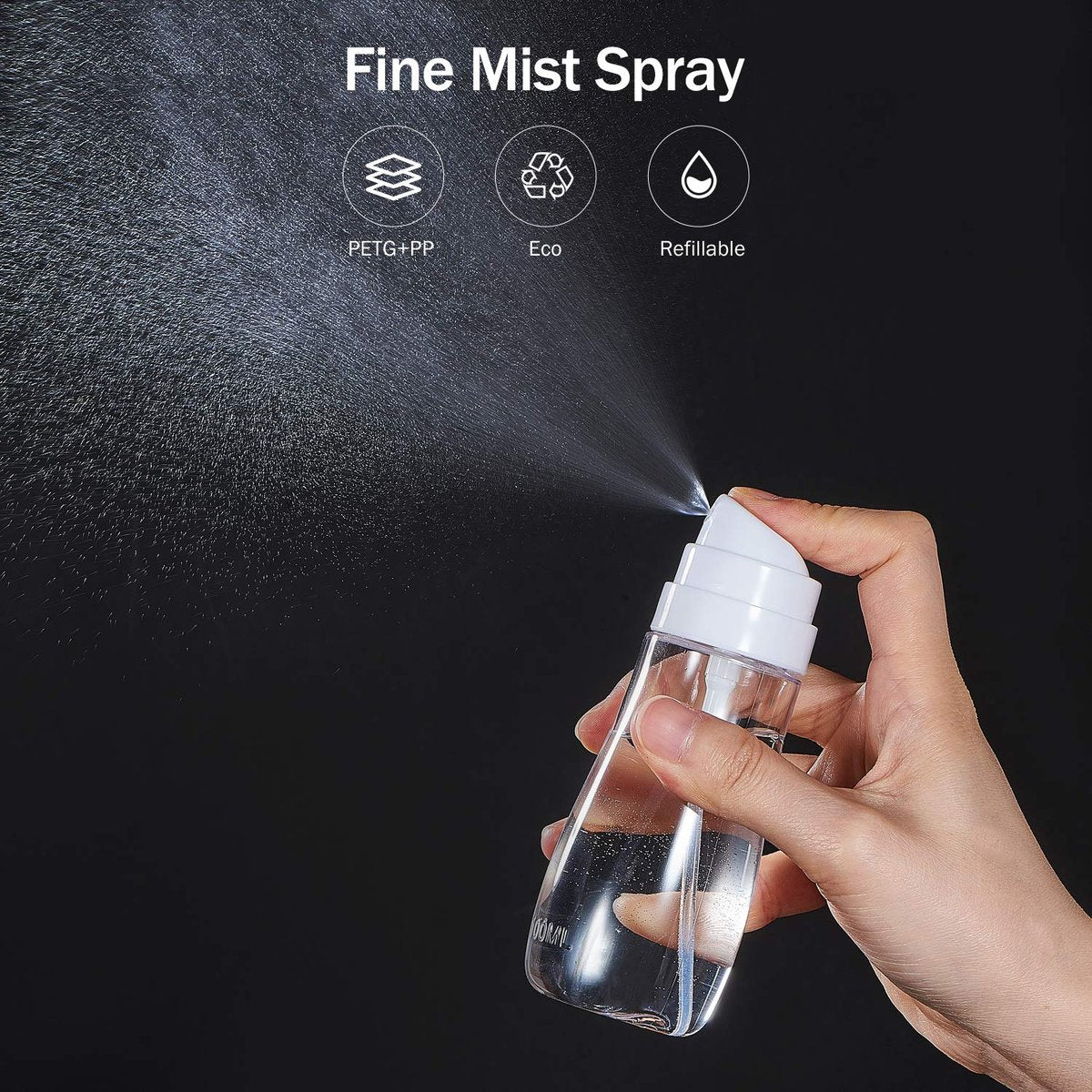 Yolaist Small Spray Bottle with Fine Mist, 2 Pack 3.4oz/100ml TSA Approved Travel Size, Refillable Empty Mister Spray Bottles for Hair, Face, Plants, Cleaning, Cosmetics & Essential Oils - görsel 3