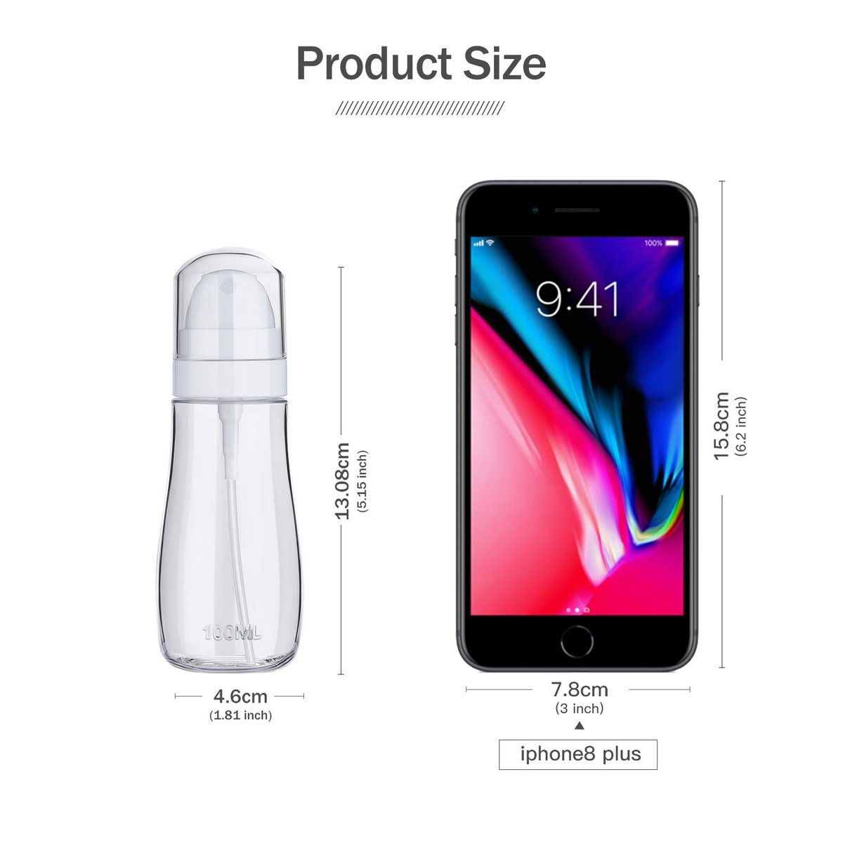 Yolaist Small Spray Bottle with Fine Mist, 2 Pack 3.4oz/100ml TSA Approved Travel Size, Refillable Empty Mister Spray Bottles for Hair, Face, Plants, Cleaning, Cosmetics & Essential Oils - görsel 11