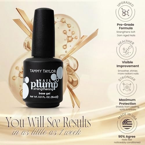 Tammy Taylor Plump Builder Gel Natural Nail Strengthener & Growth Hardener Repair Treatment Serum for Weak & Damaged Nails, Ridge Filler Base Coat Nail Polish, Clear Rubber Base Avelisse
