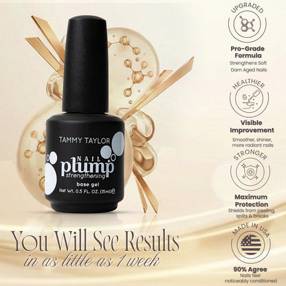 Tammy Taylor Plump Builder Gel Natural Nail Strengthener & Growth Hardener Repair Treatment Serum for Weak & Damaged Nails, Ridge Filler Base Coat Nail Polish, Clear Rubber Base Avelisse