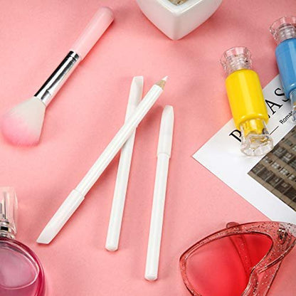 6-Piece White Nail Pencils 2-in-1 with Cuticle Pusher for French Manicure - Nail Whitening Kit