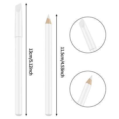 6-Piece White Nail Pencils 2-in-1 with Cuticle Pusher for French Manicure - Nail Whitening Kit