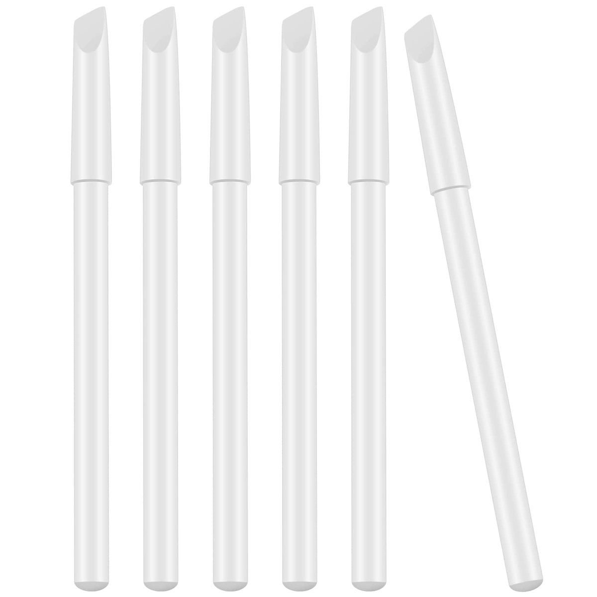 6-Piece White Nail Pencils 2-in-1 with Cuticle Pusher for French Manicure - Nail Whitening Kit - görsel 1