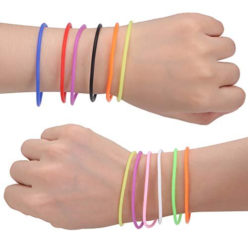 Senkary 120 Pack Silicone Jelly Bracelets - Stretchy 80s Rubber Bracelets for Party Favors, Women, Kids, Girls (10 Colors) Avelisse
