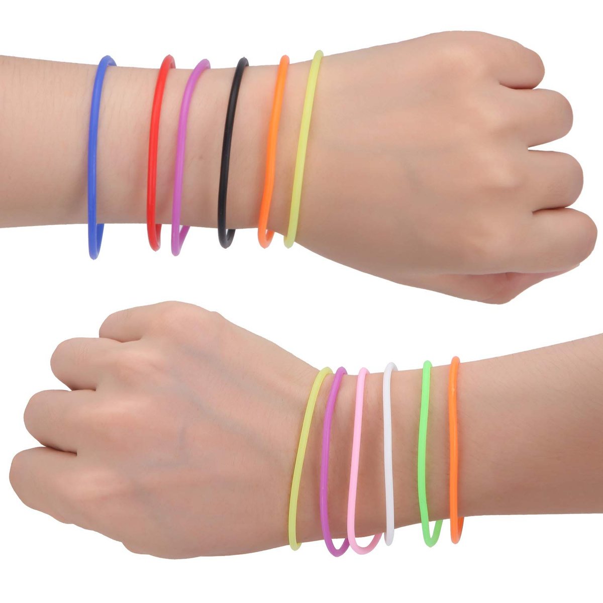 Senkary 120 Pack Silicone Jelly Bracelets - Stretchy 80s Rubber Bracelets for Party Favors, Women, Kids, Girls (10 Colors) Avelisse