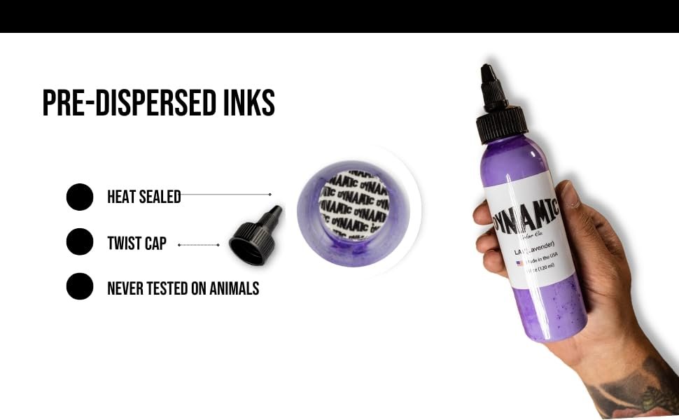 Dynamic Color Co. Lavender Tattoo Ink - 1 oz, Long Lasting, Sterilized, Made in USA Avelisse