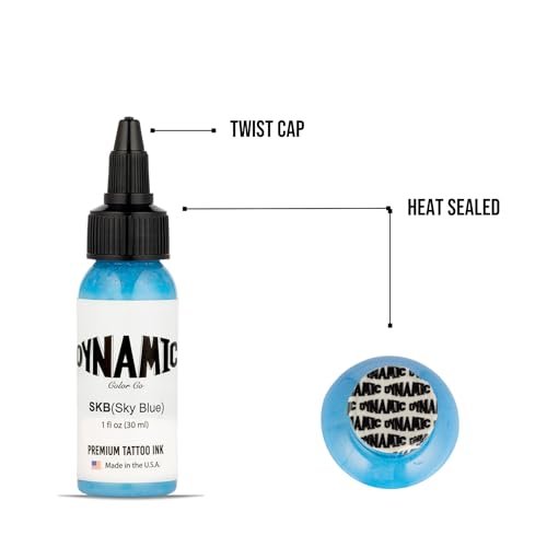 Dynamic Color Co Sky Blue Tattoo Ink – 1oz Bottle, Vibrant & Sterilized, Vegan & USA-Made Since 1990 Avelisse