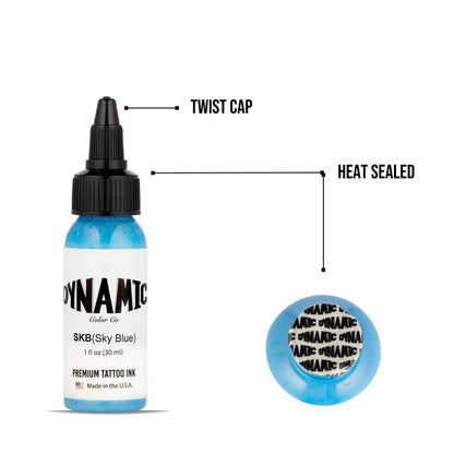 Dynamic Color Co Sky Blue Tattoo Ink – 1oz Bottle, Vibrant & Sterilized, Vegan & USA-Made Since 1990 Avelisse