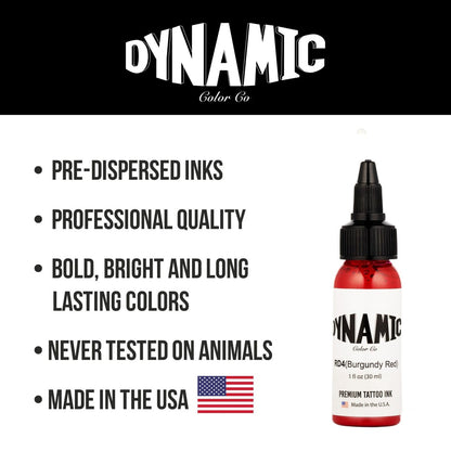 Dynamic Color Co. Burgundy Red Tattoo Ink – 1oz, Made in USA, Sterilized, Vegan & Cruelty-Free Avelisse
