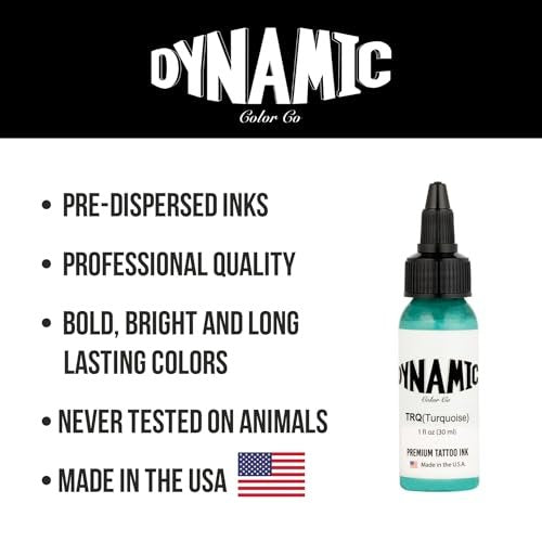Dynamic Color Co Turquoise Tattoo Ink – 1oz Bottle, Vibrant & Sterilized, Vegan, USA-Made Since 1990 Avelisse