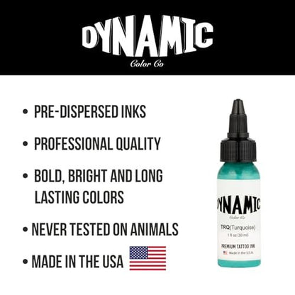 Dynamic Color Co Turquoise Tattoo Ink – 1oz Bottle, Vibrant & Sterilized, Vegan, USA-Made Since 1990 Avelisse