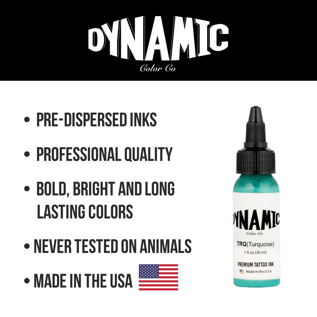 Dynamic Color Co Turquoise Tattoo Ink – 1oz Bottle, Vibrant & Sterilized, Vegan, USA-Made Since 1990 Avelisse