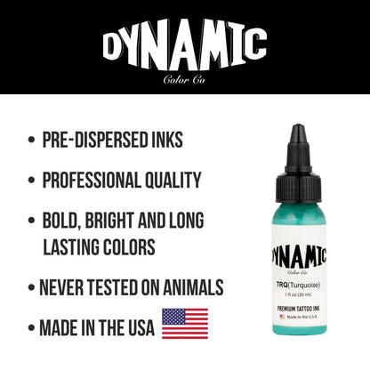 Dynamic Color Co Turquoise Tattoo Ink – 1oz Bottle, Vibrant & Sterilized, Vegan, USA-Made Since 1990 Avelisse