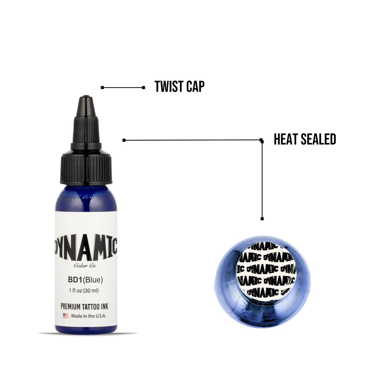 Dynamic Color Co Blue Tattoo Ink - 1oz Bottle, Sterilized, Vegan, USA-Made Since 1990 Avelisse