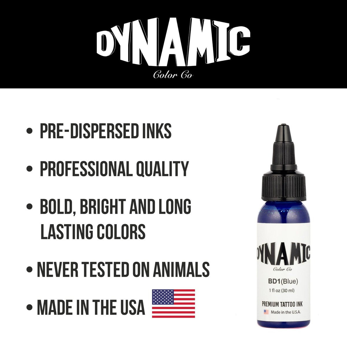 Dynamic Color Co Blue Tattoo Ink - 1oz Bottle, Sterilized, Vegan, USA-Made Since 1990 Avelisse