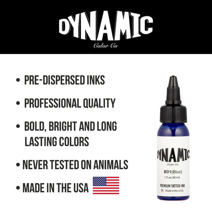 Dynamic Color Co Blue Tattoo Ink - 1oz Bottle, Sterilized, Vegan, USA-Made Since 1990 Avelisse