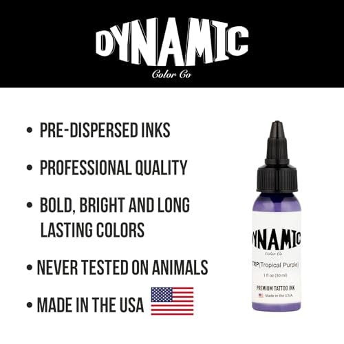 Dynamic Color Co Tropical Purple Tattoo Ink - 1oz Sterilized Vegan Bottle, USA-Made Since 1990 Avelisse