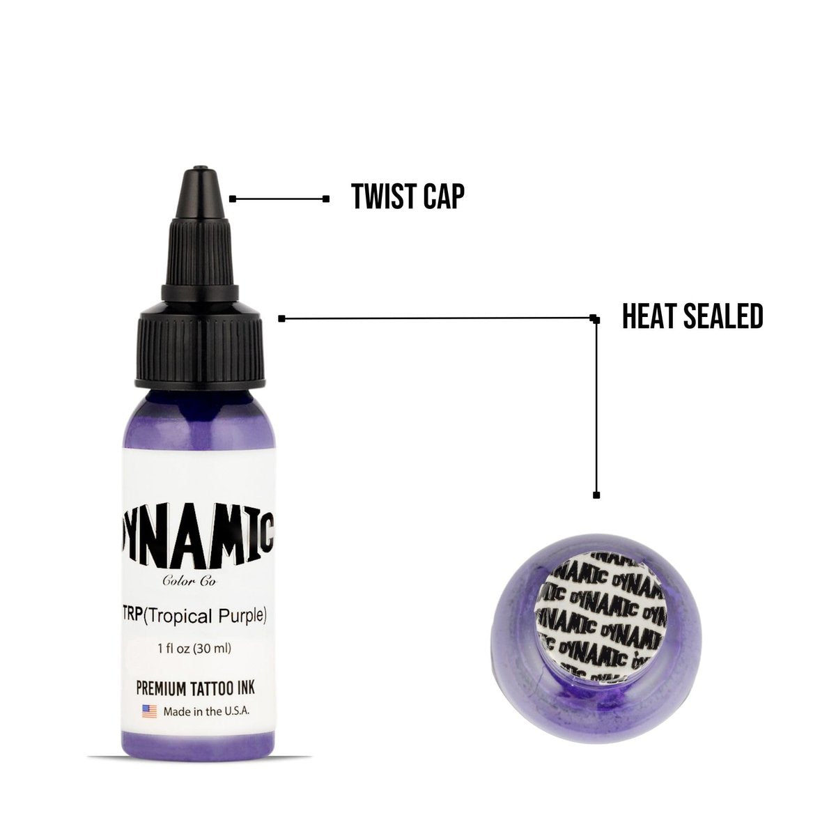 Dynamic Color Co Tropical Purple Tattoo Ink - 1oz Sterilized Vegan Bottle, USA-Made Since 1990 Avelisse