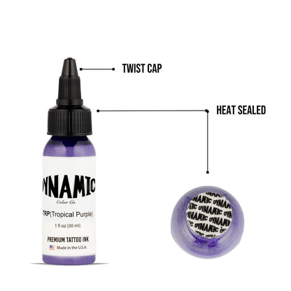 Dynamic Color Co Tropical Purple Tattoo Ink - 1oz Sterilized Vegan Bottle, USA-Made Since 1990 Avelisse