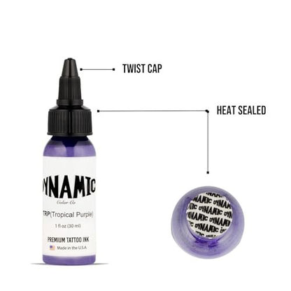 Dynamic Color Co Tropical Purple Tattoo Ink - 1oz Sterilized Vegan Bottle, USA-Made Since 1990 Avelisse