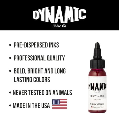 Dynamic Color Co Wine Red Tattoo Ink – 1oz Bottle, Sterilized, Vegan & USA-Made Since 1990 Avelisse