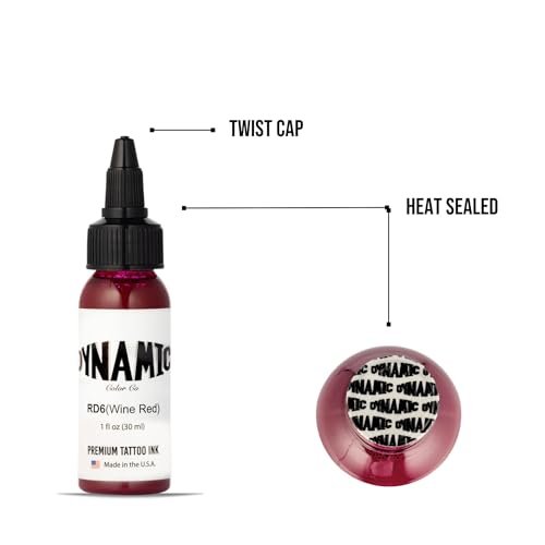 Dynamic Color Co Wine Red Tattoo Ink – 1oz Bottle, Sterilized, Vegan & USA-Made Since 1990 Avelisse