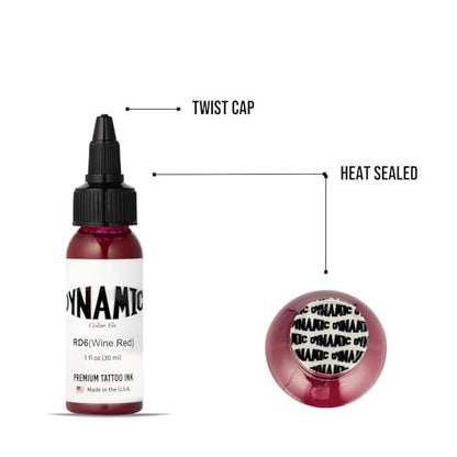 Dynamic Color Co Wine Red Tattoo Ink – 1oz Bottle, Sterilized, Vegan & USA-Made Since 1990 Avelisse