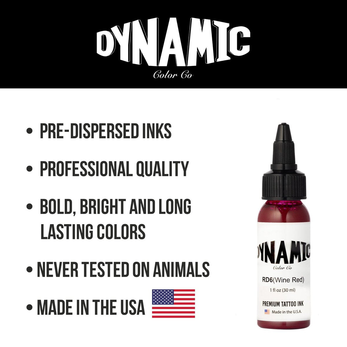 Dynamic Color Co Wine Red Tattoo Ink – 1oz Bottle, Sterilized, Vegan & USA-Made Since 1990 Avelisse