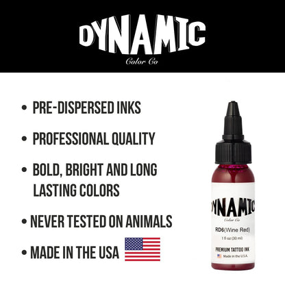 Dynamic Color Co Wine Red Tattoo Ink – 1oz Bottle, Sterilized, Vegan & USA-Made Since 1990 Avelisse
