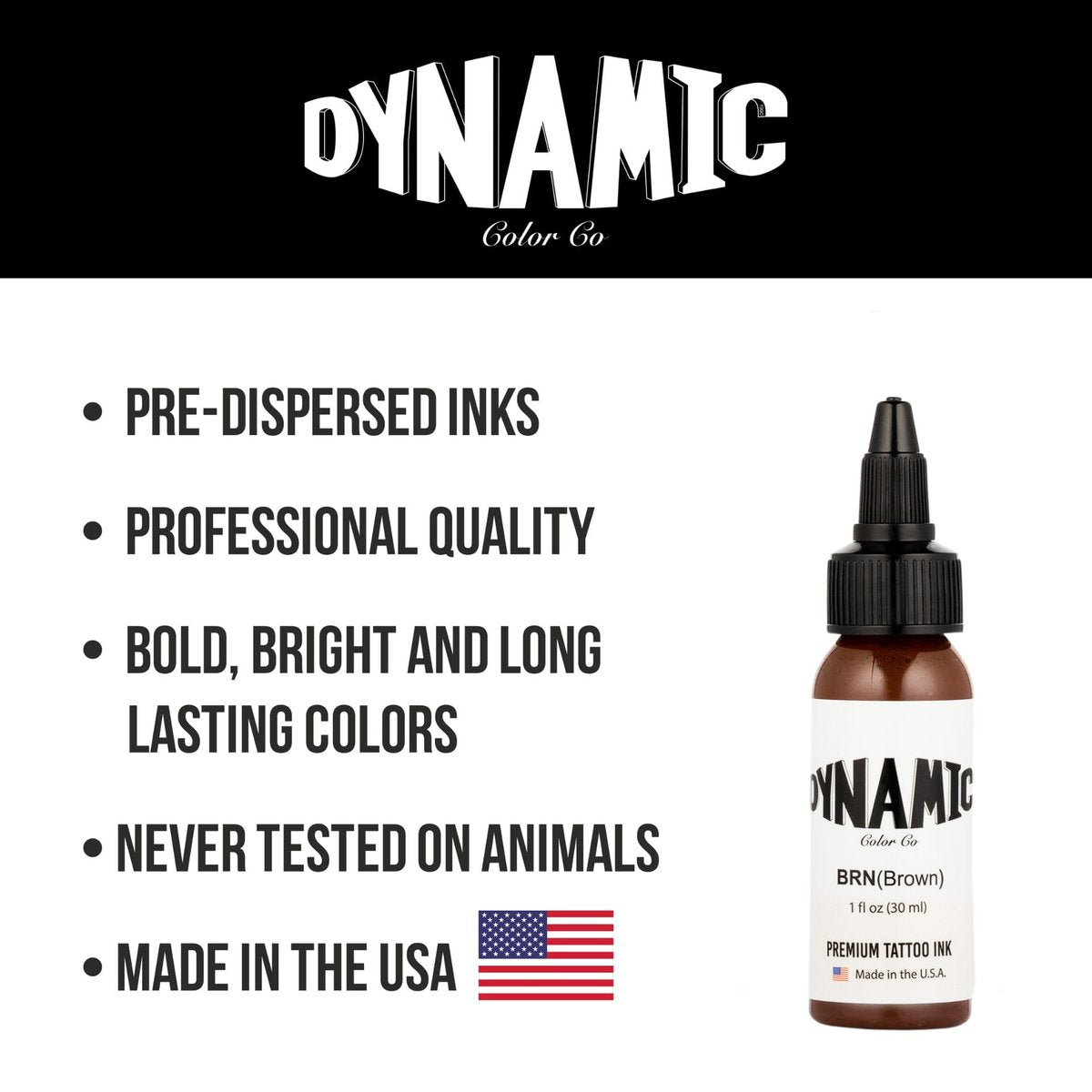 Dynamic Color Co. Brown Tattoo Ink – Made in USA, Sterilized, Vegan (1 oz) Avelisse
