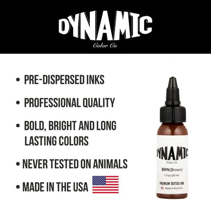 Dynamic Color Co. Brown Tattoo Ink – Made in USA, Sterilized, Vegan (1 oz) Avelisse