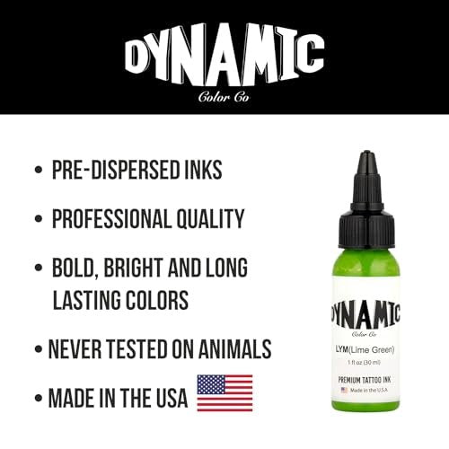 Dynamic Color Co Lime Green Tattoo Ink – 1oz Bottle, Sterilized, Vegan, USA-Made Since 1990 Avelisse