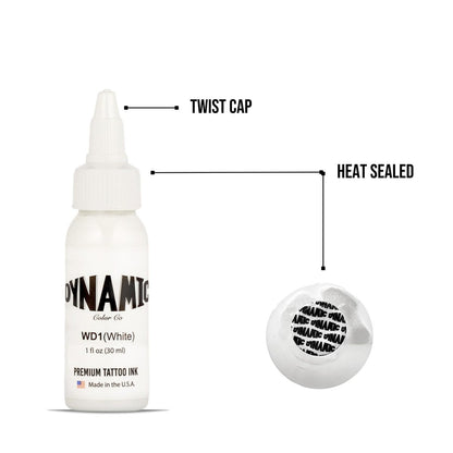 Dynamic Color Co. White Tattoo Ink – Long Lasting Vivid White, Sterilized, 1 oz Bottle, Made in USA Since 1990 Avelisse