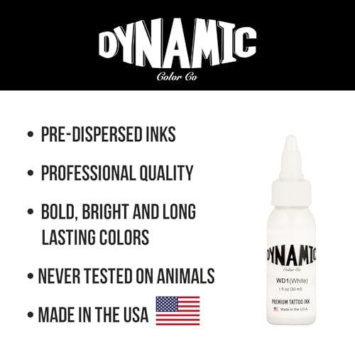 Dynamic Color Co. White Tattoo Ink – Long Lasting Vivid White, Sterilized, 1 oz Bottle, Made in USA Since 1990 Avelisse