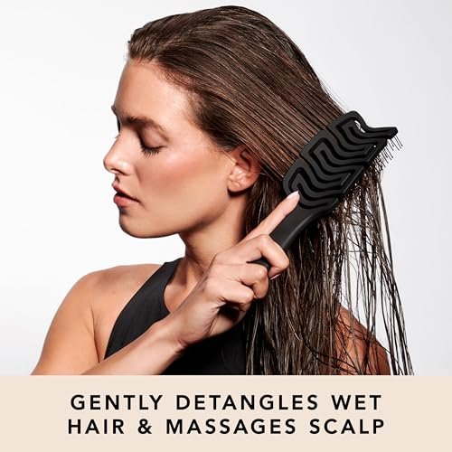 The Hair Edit Detangle & Massage Brush - Ergonomic Wet & Dry Hairbrush for All Hair Types, Black Avelisse