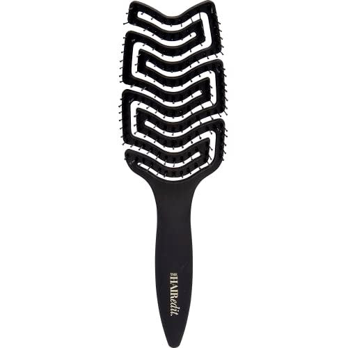 The Hair Edit Detangle & Massage Brush - Ergonomic Wet & Dry Hairbrush for All Hair Types, Black Avelisse