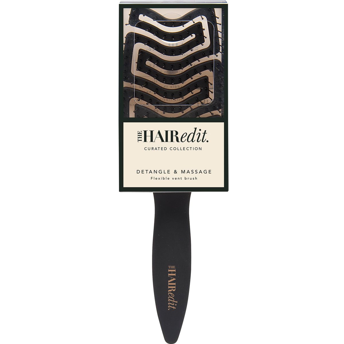 The Hair Edit Detangle & Massage Brush - Ergonomic Wet & Dry Hairbrush for All Hair Types, Black Avelisse
