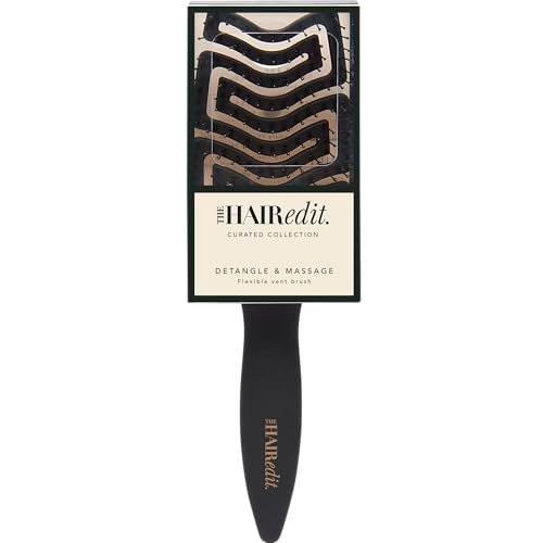 The Hair Edit Detangle & Massage Brush - Ergonomic Wet & Dry Hairbrush for All Hair Types, Black Avelisse