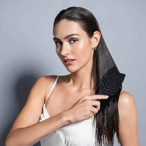 The Hair Edit Detangle & Massage Brush - Ergonomic Wet & Dry Hairbrush for All Hair Types, Black Avelisse