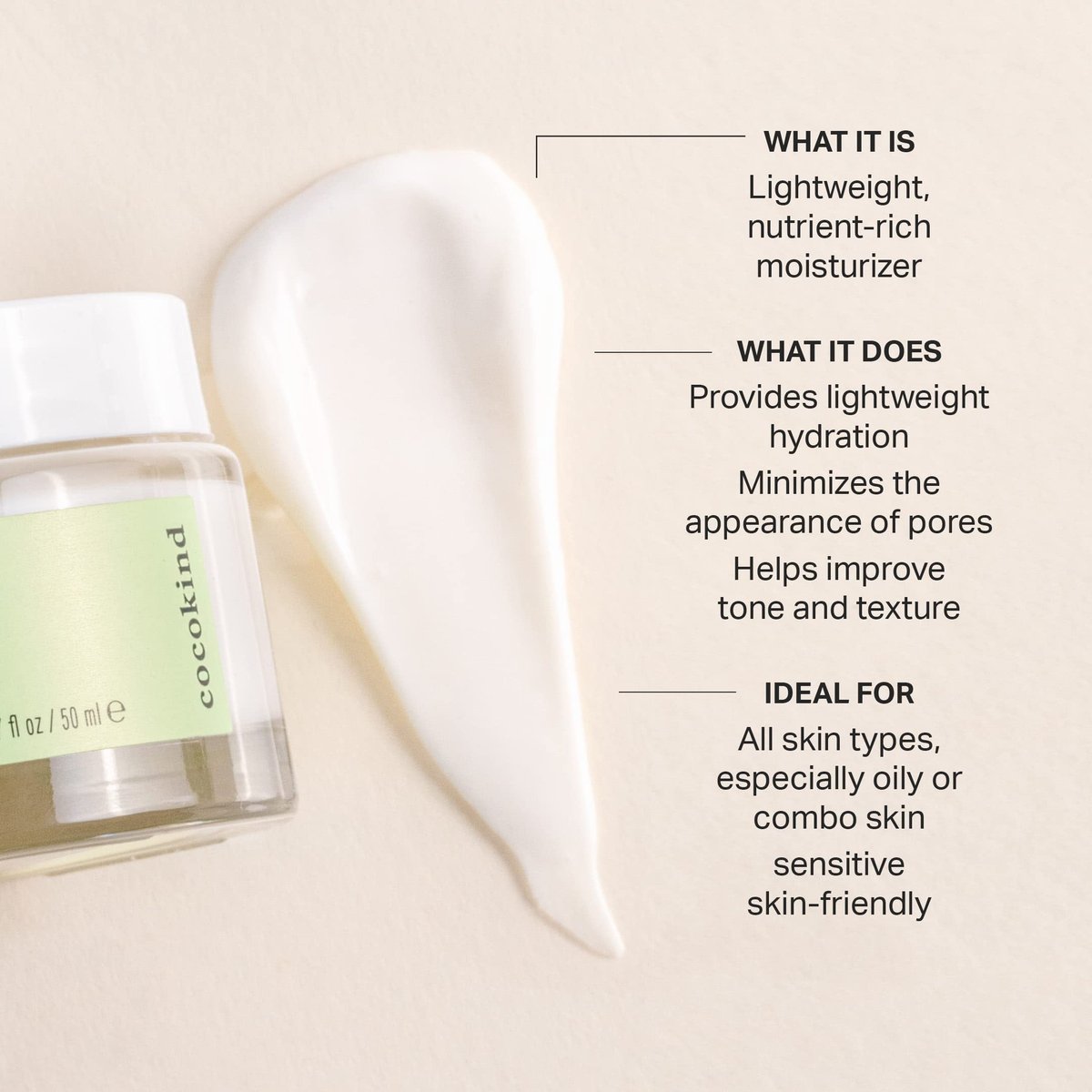 Cocokind Texture Smoothing Cream - Face Moisturizer with Squalane, Celery Seed & Cucumber - Hydrating Face Lotion for Smooth, Glowing Skin Avelisse
