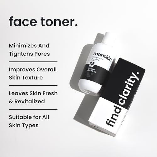 Natural Outcome Man Skin Face Toner | Daily Toner for Men with Witch Hazel & Aloe Vera | Pore Cleansing Facial Astringent for All Skin Types | 8 oz Avelisse