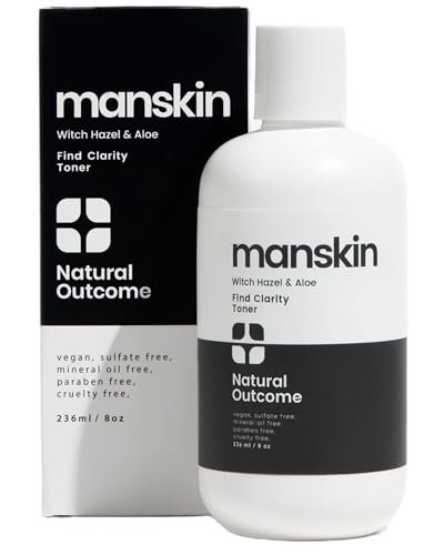 Natural Outcome Man Skin Face Toner | Daily Toner for Men with Witch Hazel & Aloe Vera | Pore Cleansing Facial Astringent for All Skin Types | 8 oz Avelisse