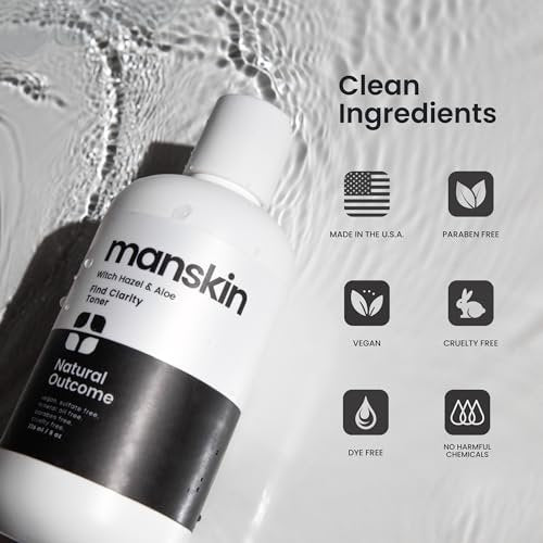 Natural Outcome Man Skin Face Toner | Daily Toner for Men with Witch Hazel & Aloe Vera | Pore Cleansing Facial Astringent for All Skin Types | 8 oz Avelisse