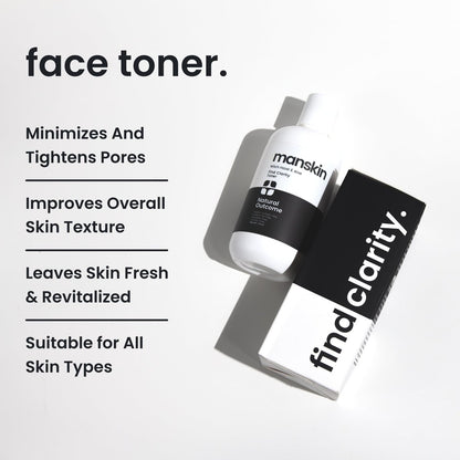 Natural Outcome Man Skin Face Toner | Daily Toner for Men with Witch Hazel & Aloe Vera | Pore Cleansing Facial Astringent for All Skin Types | 8 oz Avelisse