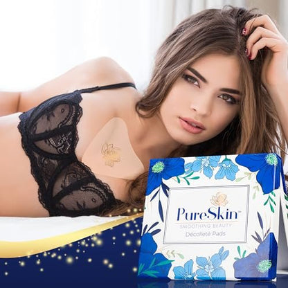 PureSkin Chest Wrinkle Pads (2-Pack) - Reusable Silicone Decollete Anti-Wrinkle Patches for Sleeping, Medical Grade Silicone Avelisse