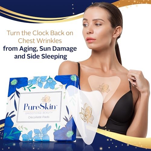 PureSkin Chest Wrinkle Pads (2-Pack) - Reusable Silicone Decollete Anti-Wrinkle Patches for Sleeping, Medical Grade Silicone Avelisse