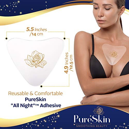 PureSkin Chest Wrinkle Pads (2-Pack) - Reusable Silicone Decollete Anti-Wrinkle Patches for Sleeping, Medical Grade Silicone Avelisse