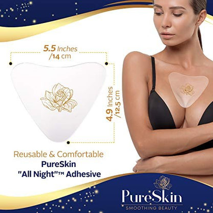 PureSkin Chest Wrinkle Pads (2-Pack) - Reusable Silicone Decollete Anti-Wrinkle Patches for Sleeping, Medical Grade Silicone Avelisse